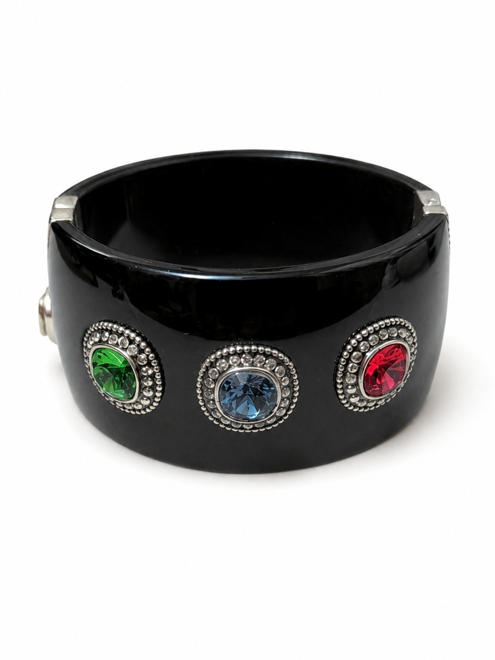 Brighton Black Bright Sparks Bangle with Green, Blue & Red Crystal Medallions
